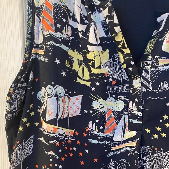 Christopher & Banks Black Sleeveless Blouse with Colorful Pattern - Picture 3 of 5